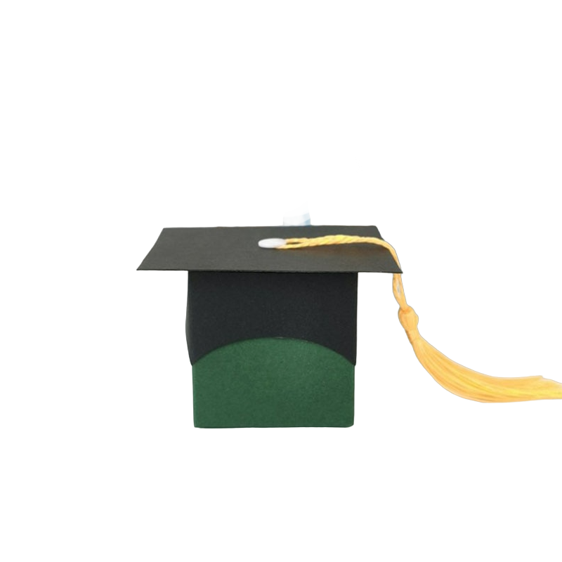 Caja gorro de graduación verde